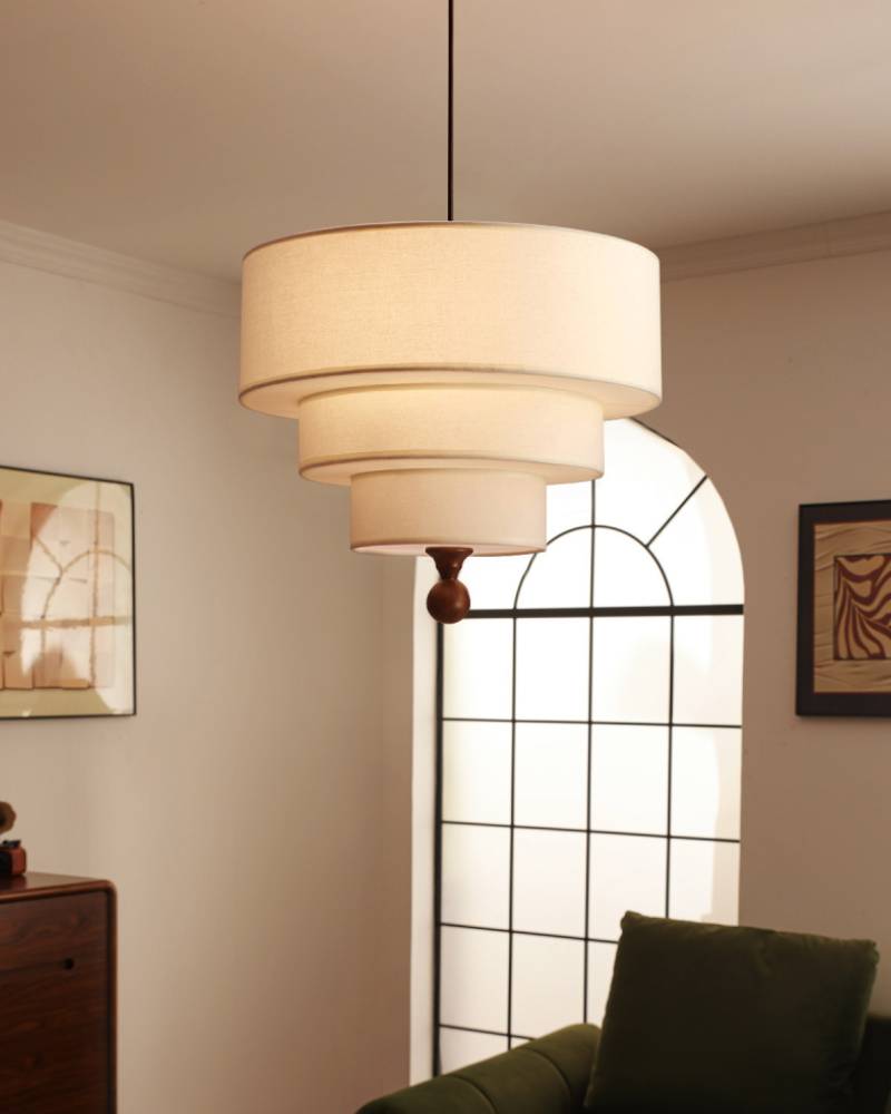 Layered Fabric Pendant Light Soft Ambient Drum Ceiling Fixture | Lersk