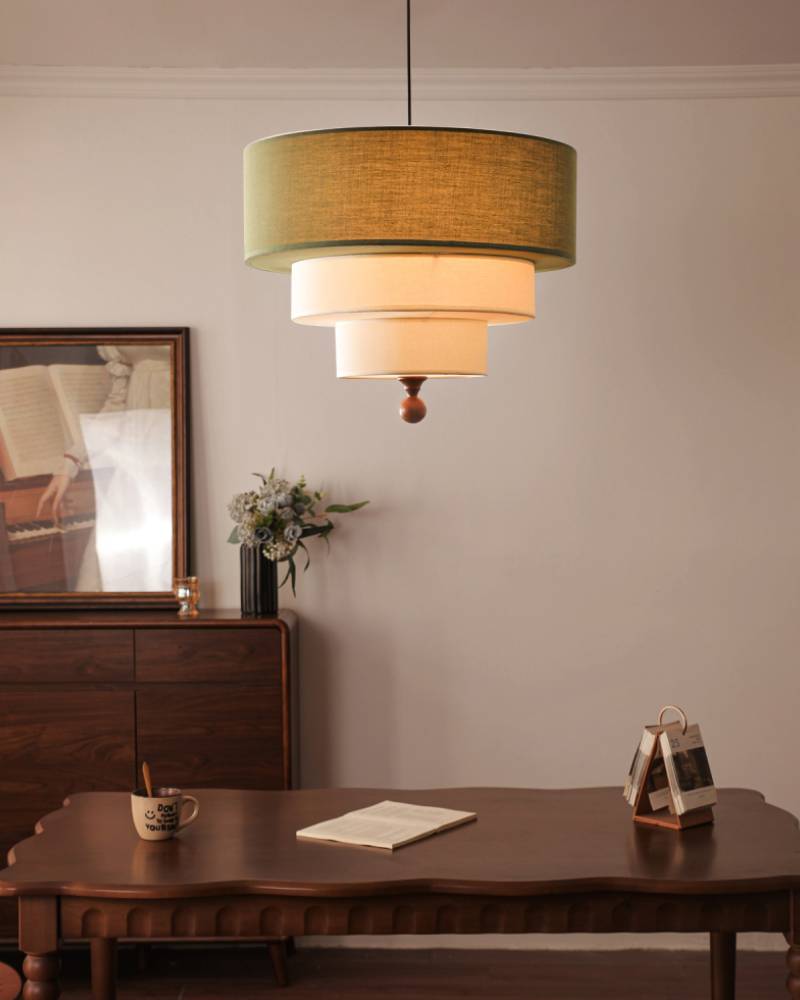 Layered Fabric Pendant Light Soft Ambient Drum Ceiling Fixture | Lersk