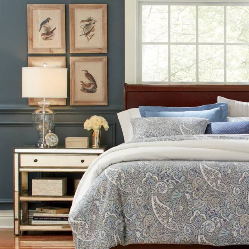 Glass Table Lamp With Fabric Shade For Modern Bedroom Lighting | Lersk