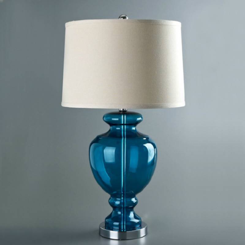 Glass Table Lamp With Fabric Shade For Modern Bedroom Lighting | Lersk