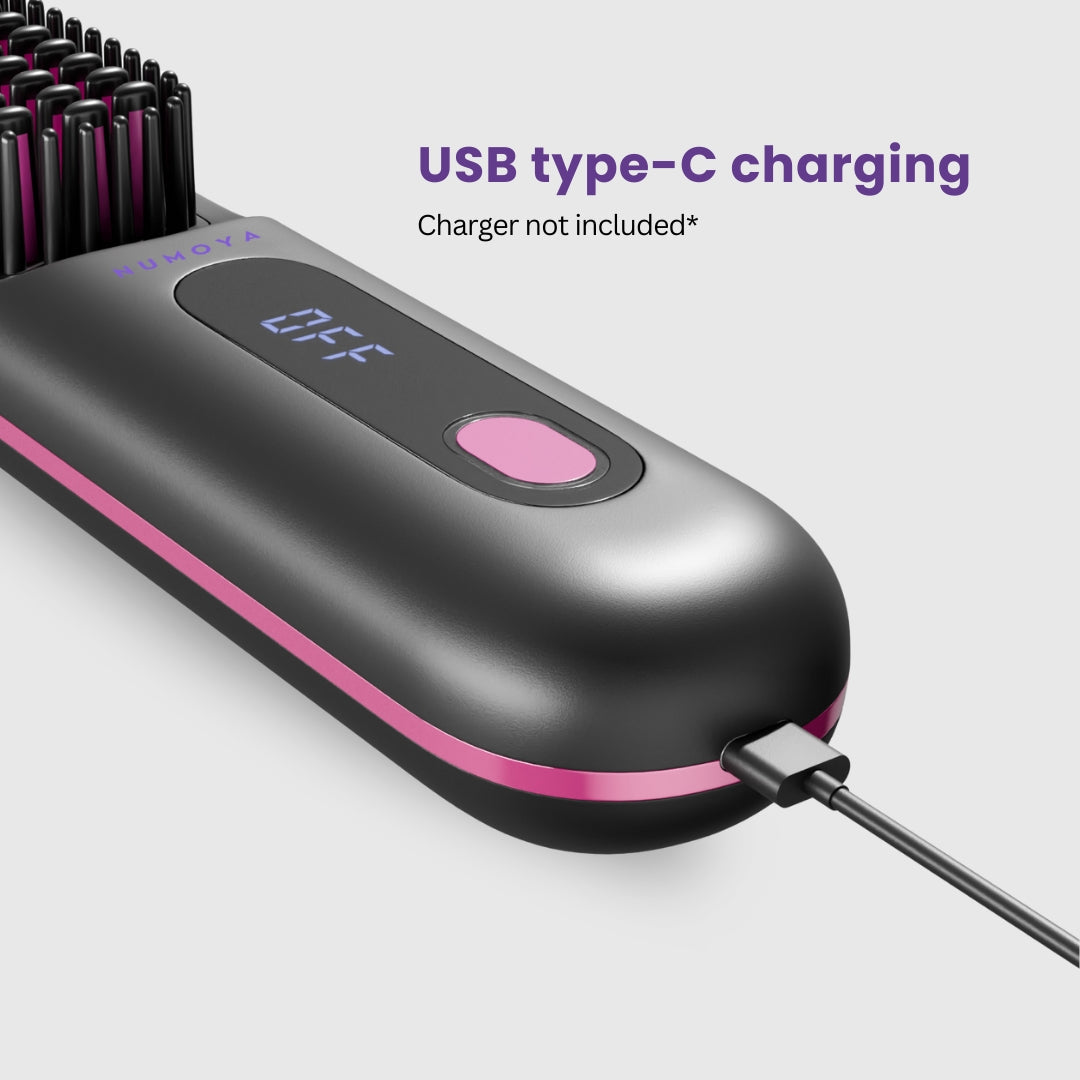 Cordless Portable Hair Straightener Brush with Ionic Technology & 3 Heat Settings | Lersk
