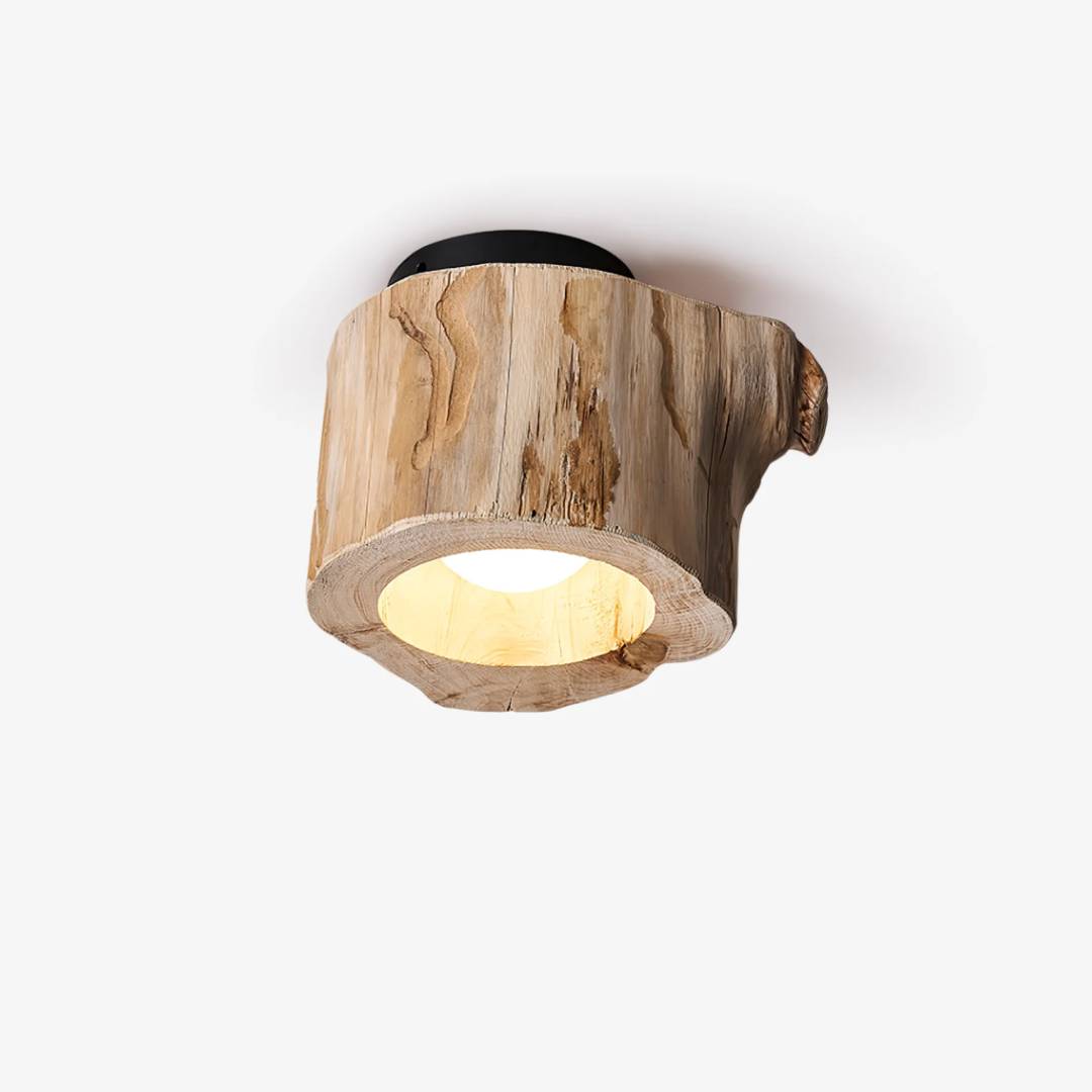Lampada da soffitto in legno rustico moderno con design a tronco cavo | Lersk