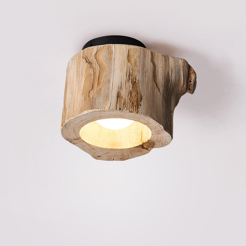 Lampada da soffitto in legno rustico moderno con design a tronco cavo | Lersk