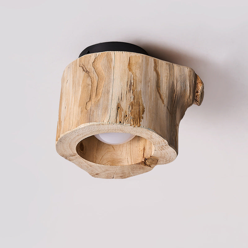 Lampada da soffitto in legno rustico moderno con design a tronco cavo | Lersk