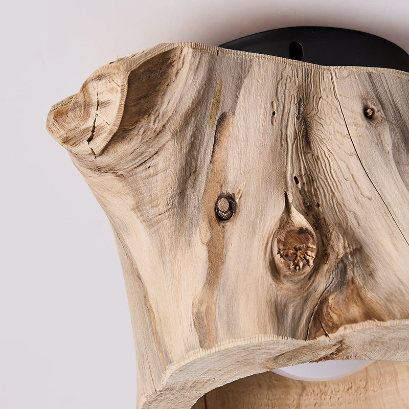 Lampada da soffitto in legno rustico moderno con design a tronco cavo | Lersk