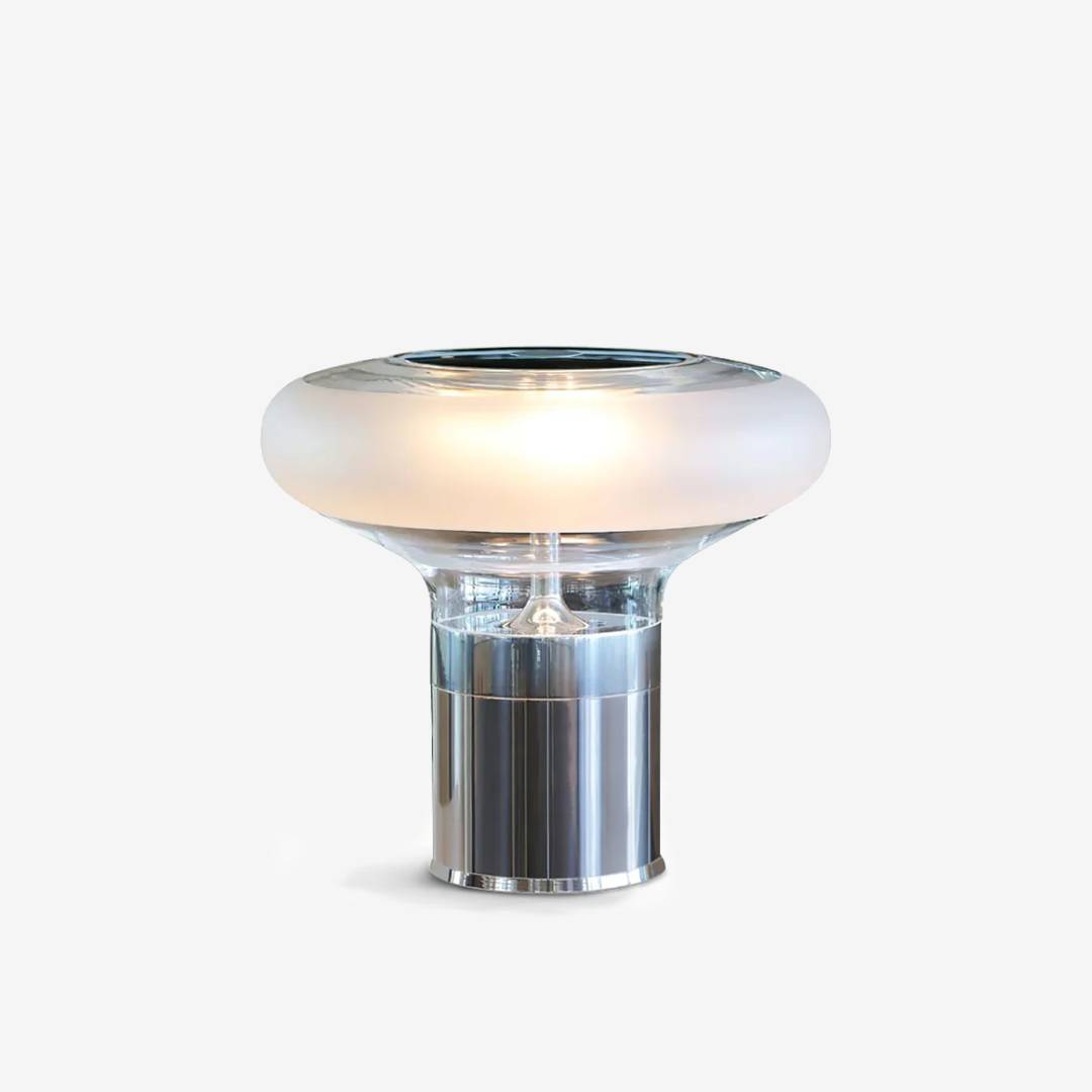 Modern Glass Table Lamp With Chrome Base - StudioAura Ambience | Lersk