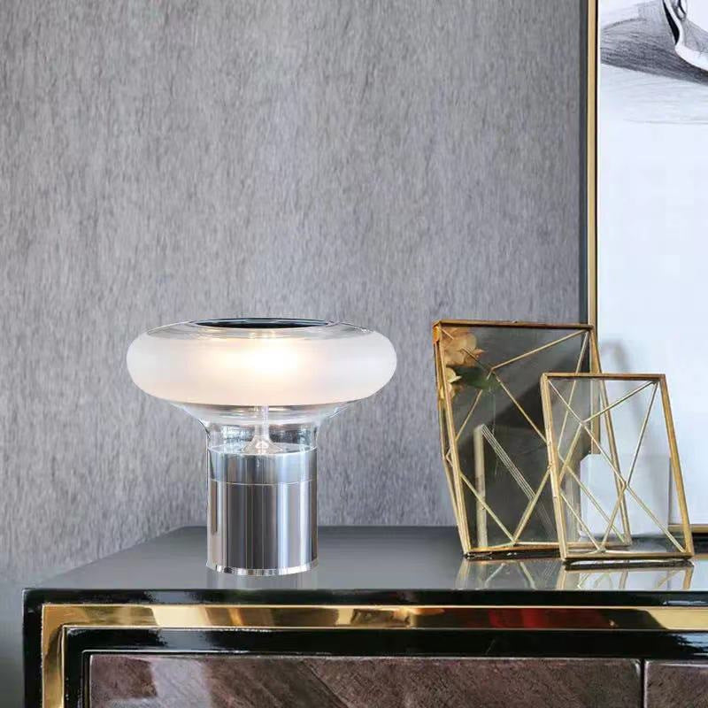 Modern Glass Table Lamp With Chrome Base - StudioAura Ambience | Lersk