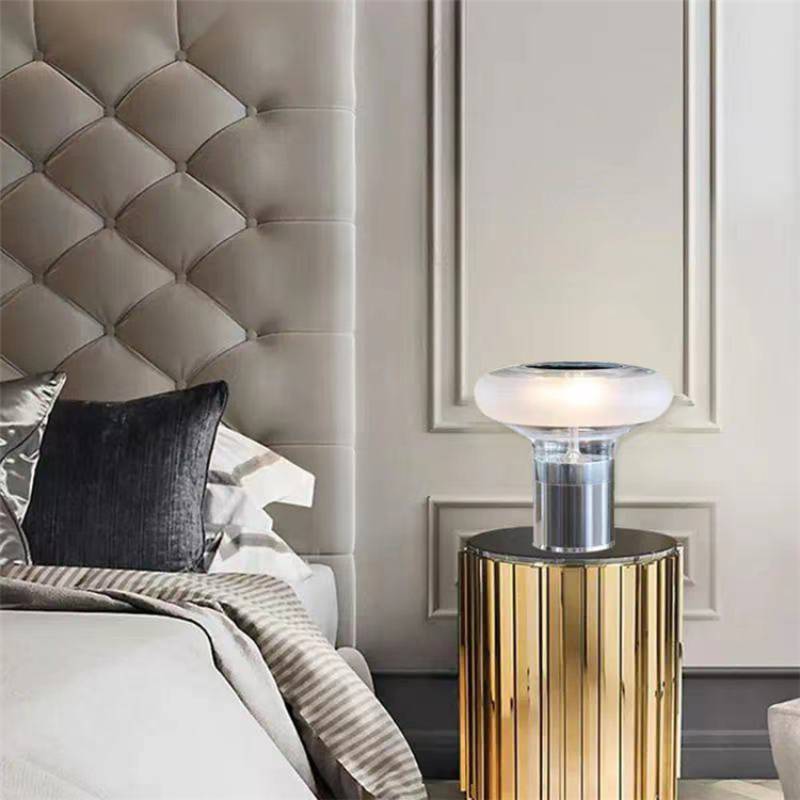 Modern Glass Table Lamp With Chrome Base - StudioAura Ambience | Lersk