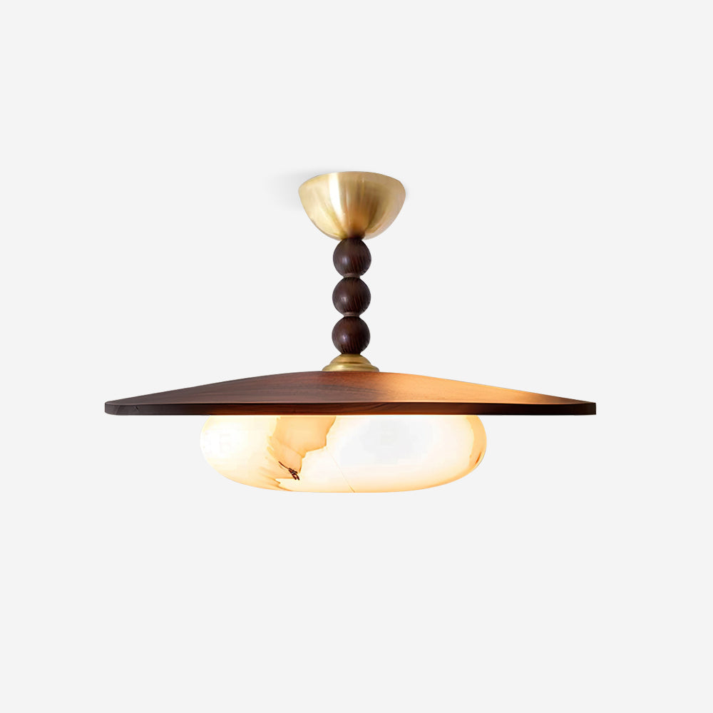 Stropní svítidlo Liora Walnut White Alabaster s dřevěným stínidlem | Lersk