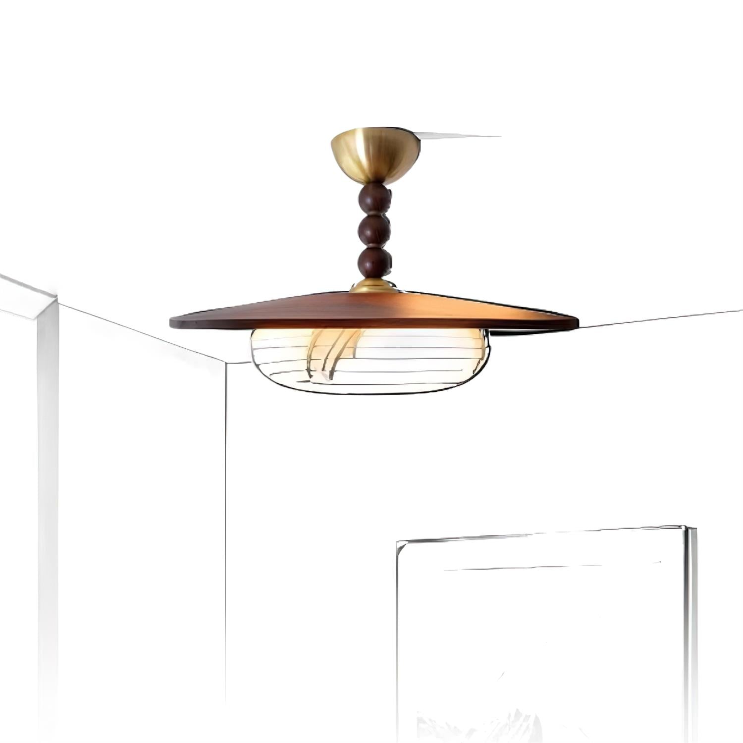 Stropní svítidlo Liora Walnut White Alabaster s dřevěným stínidlem | Lersk