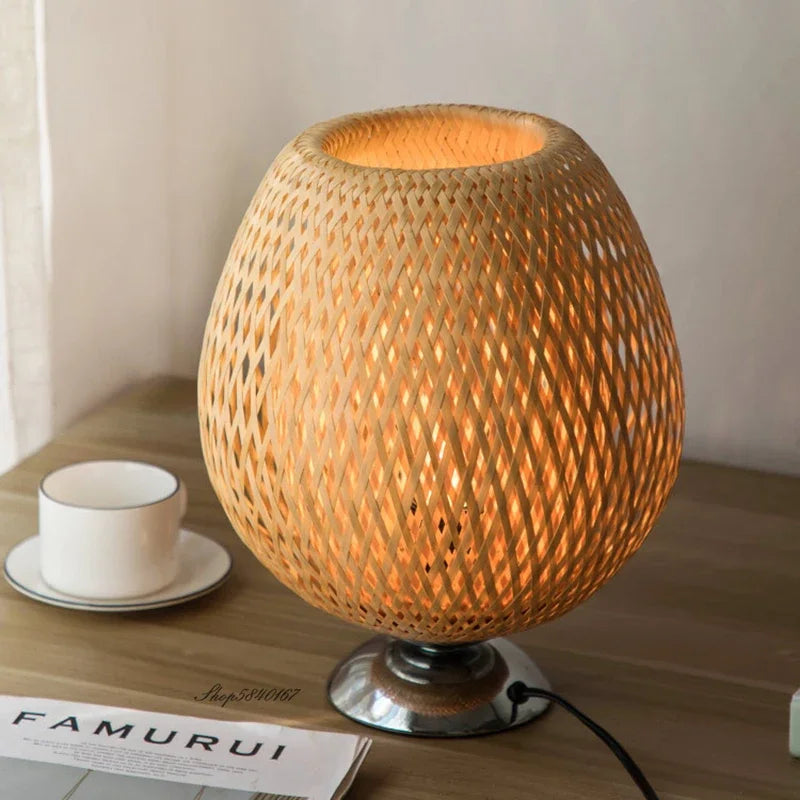 AntiqueBamboo Vintage Bamboo Table Lamp For Cozy Ambience | Lersk