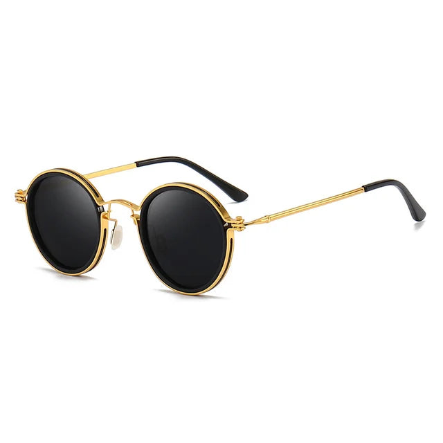Lunara Vintage Okrągłe Okulary Przeciwsłoneczne ze Złotą Oprawą i Ochroną UV400 | Lersk
