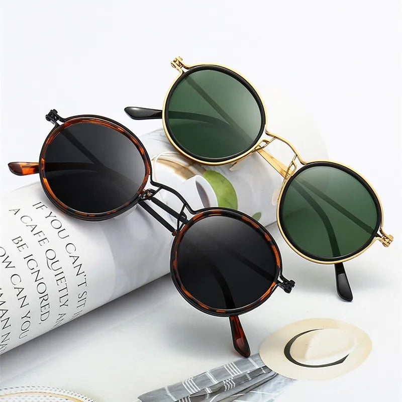 Lunara Vintage Okrągłe Okulary Przeciwsłoneczne ze Złotą Oprawą i Ochroną UV400 | Lersk