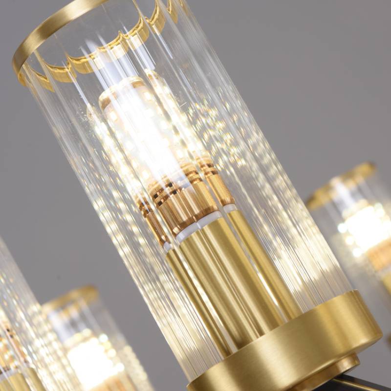 Aurora Gold Chandelier Modern Glass Cylinder Ceiling Light | Lersk