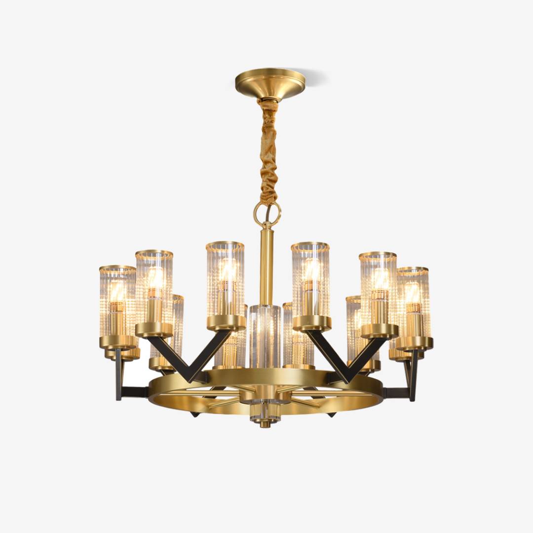Aurora Gold Chandelier Modern Glass Cylinder Ceiling Light | Lersk