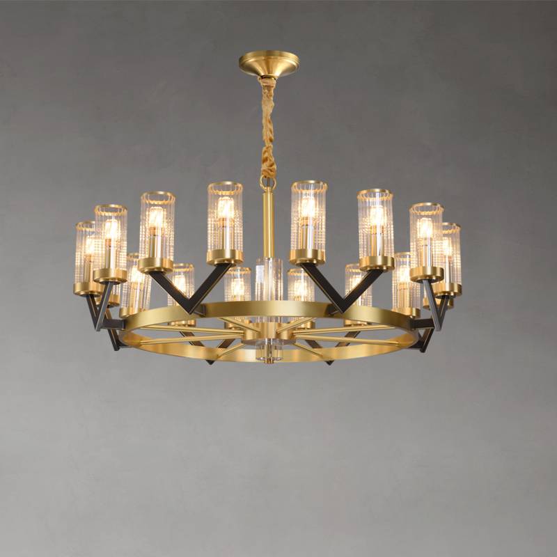 Aurora Gold Chandelier Modern Glass Cylinder Ceiling Light | Lersk
