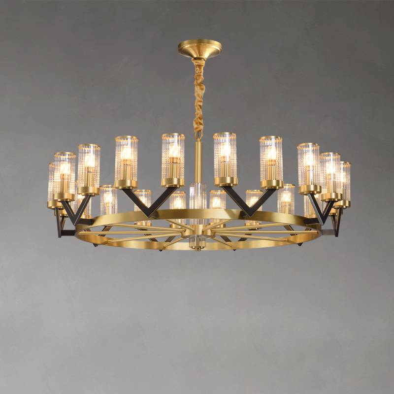 Aurora Gold Chandelier Modern Glass Cylinder Ceiling Light | Lersk
