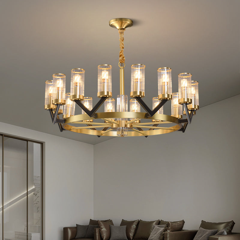 Aurora Gold Chandelier Modern Glass Cylinder Ceiling Light | Lersk