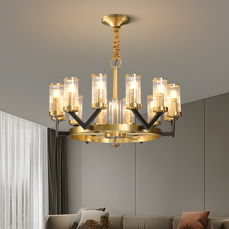 Aurora Gold Chandelier Modern Glass Cylinder Ceiling Light | Lersk