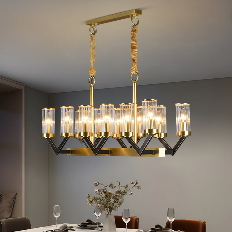 Aurora Gold Chandelier Modern Glass Cylinder Ceiling Light | Lersk