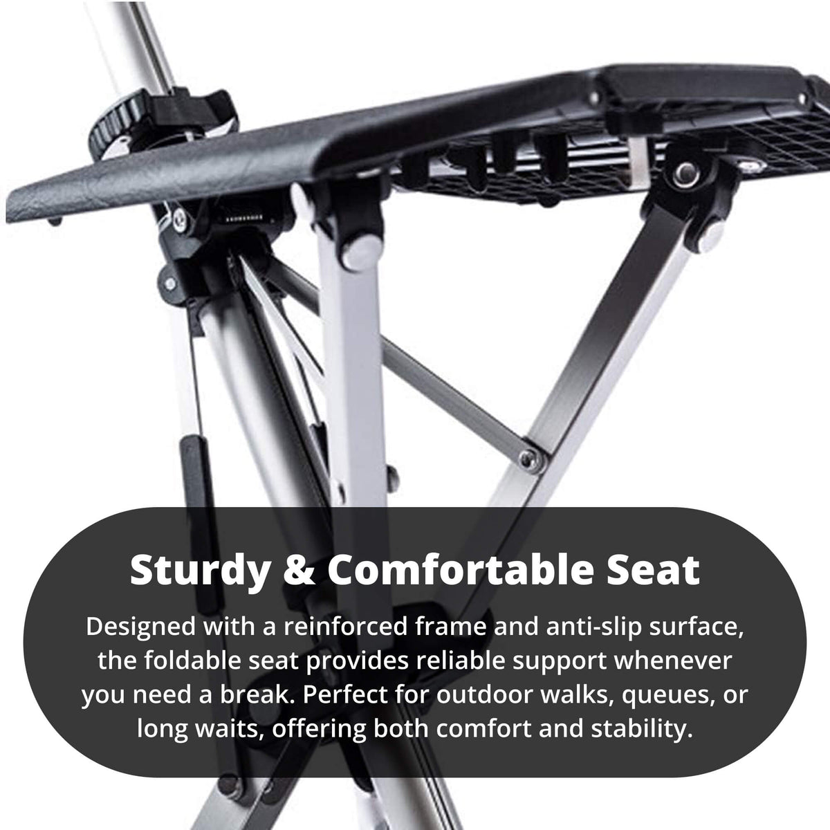 Walking Stick with Seat - Portable Folding Cane Chair for On-the-Go Comfort | Mobility Support