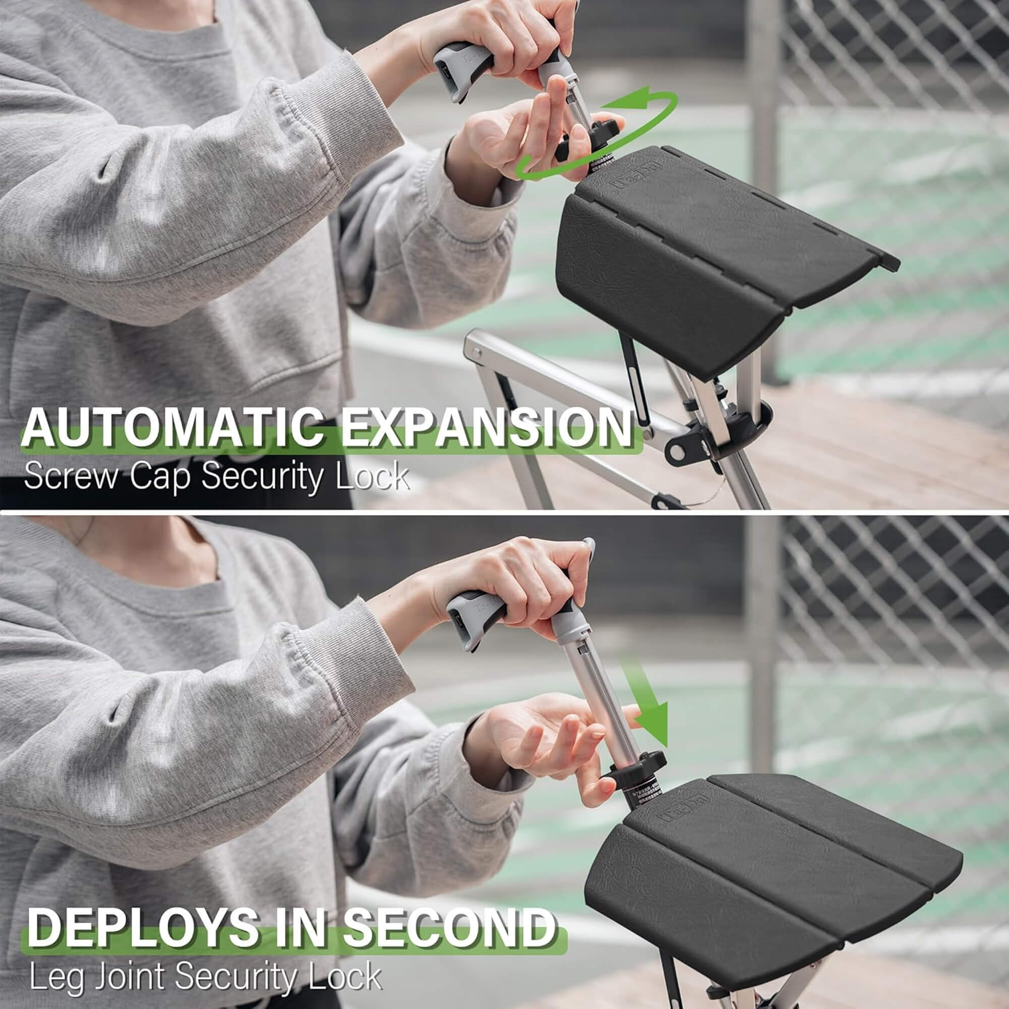 Bengala com Assento - Cadeira Dobrável Portátil para Conforto em Movimento | Suporte de Mobilidade | Lersk