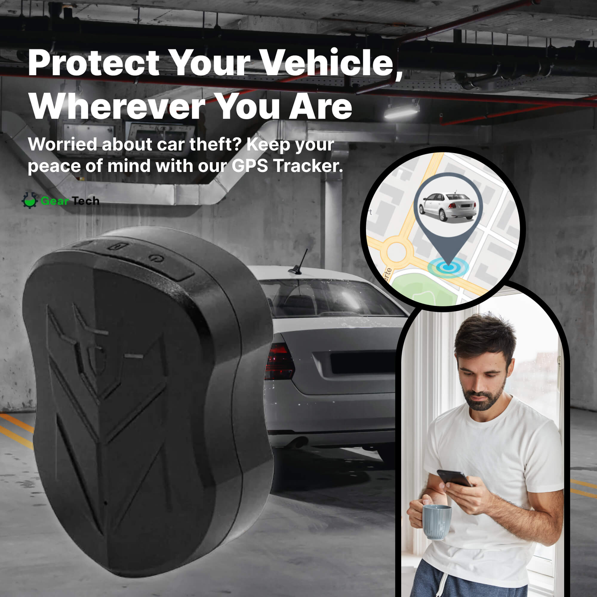 Waterproof GPS Car Tracker: Real-Time, Voice-Activated, 5000mAh Battery | Lersk