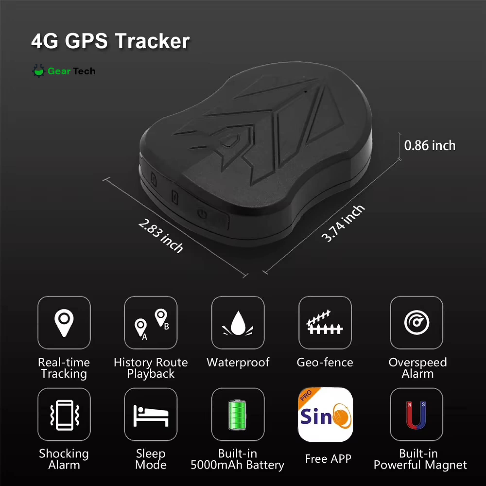 Waterproof GPS Car Tracker: Real-Time, Voice-Activated, 5000mAh Battery | Lersk