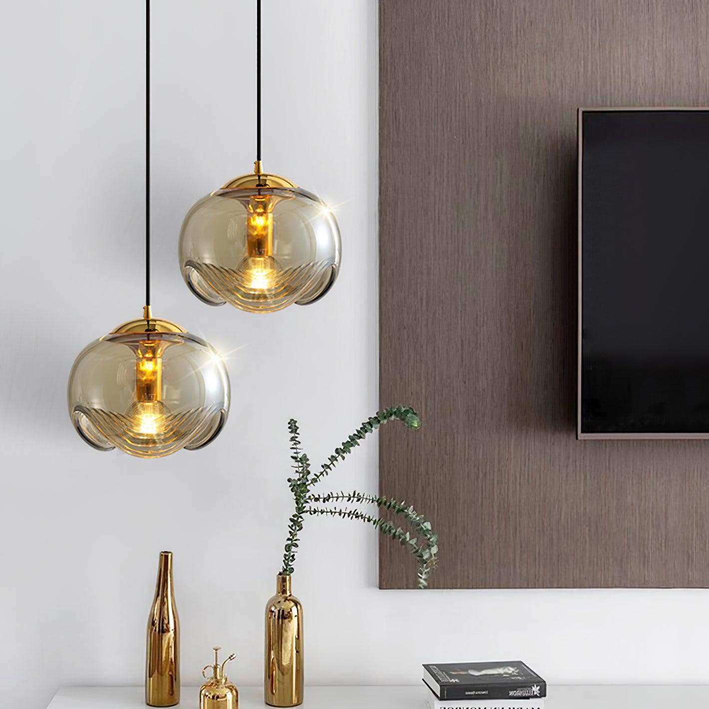 AquaVibe Wave Pendelleuchte aus Eisen und Glas für Wohnzimmer | Lersk
