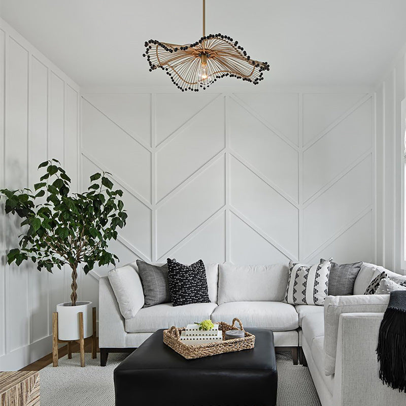 Woven Rattan Pendant Light, Sculptural Decorative Ceiling Fixture | Lersk