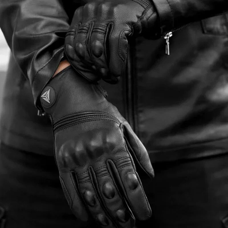Leather Touchscreen Moto Gloves with Waterproof Protection | Lersk