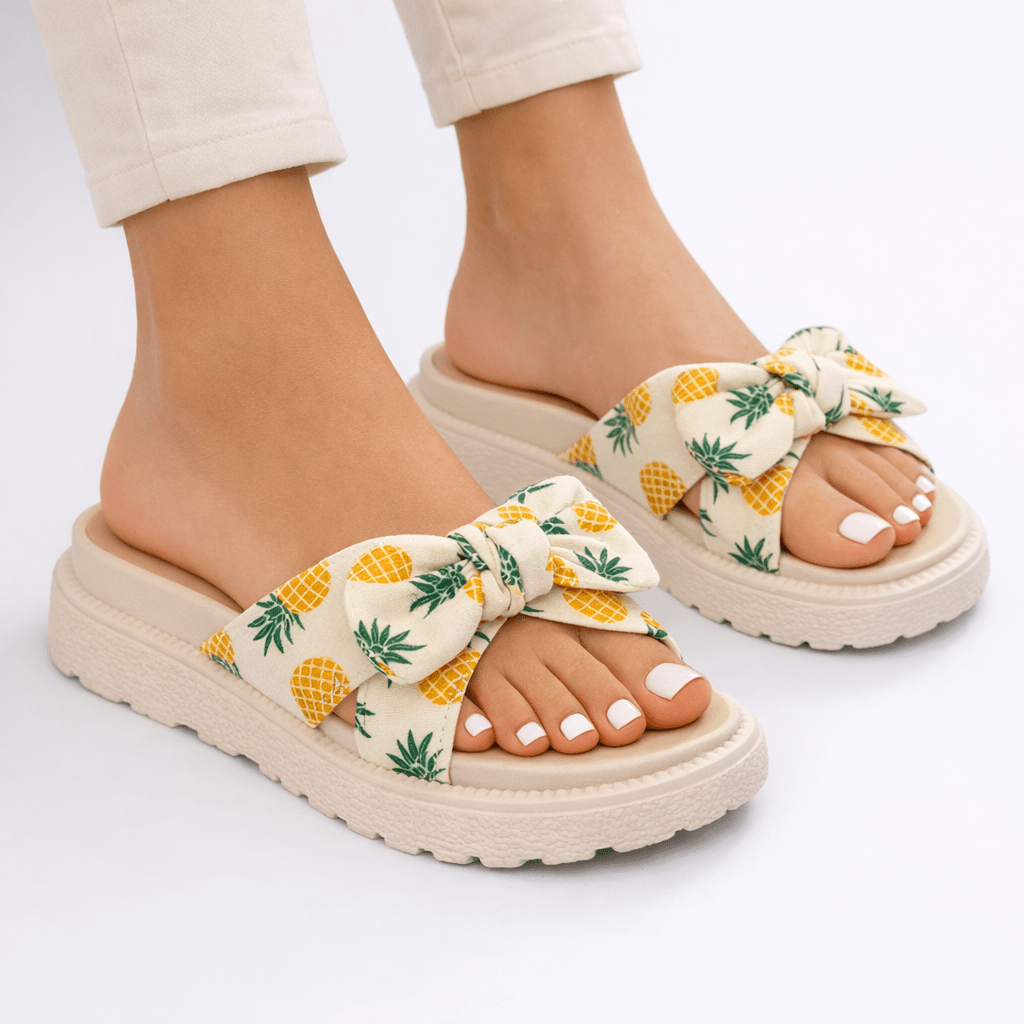 Bow Detail Flat Sandals For Women, Comfortable Summer Footwear | Lersk