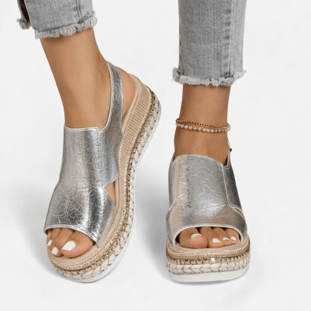 Metallic Wedge Sandals For Women With Supportive Comfort Summer Footwear | Lersk