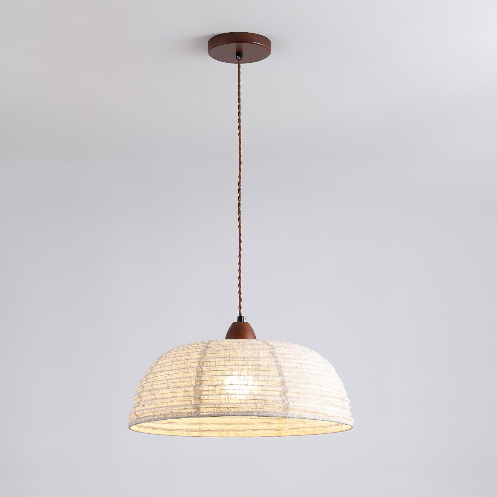 TimberLume Wood Pendant Light With Soft Fabric Shade | Lersk