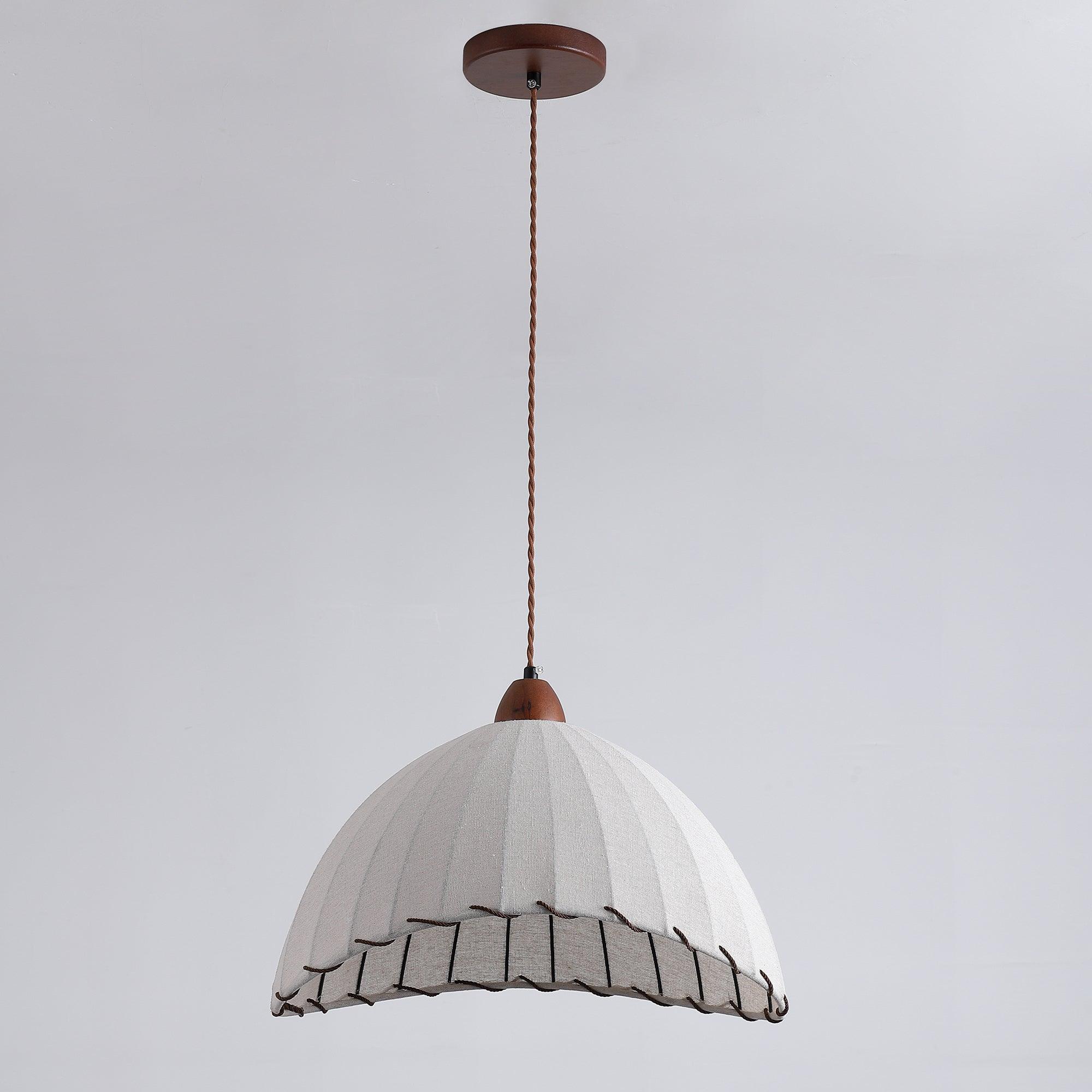 TimberLume Wood Pendant Light With Soft Fabric Shade | Lersk