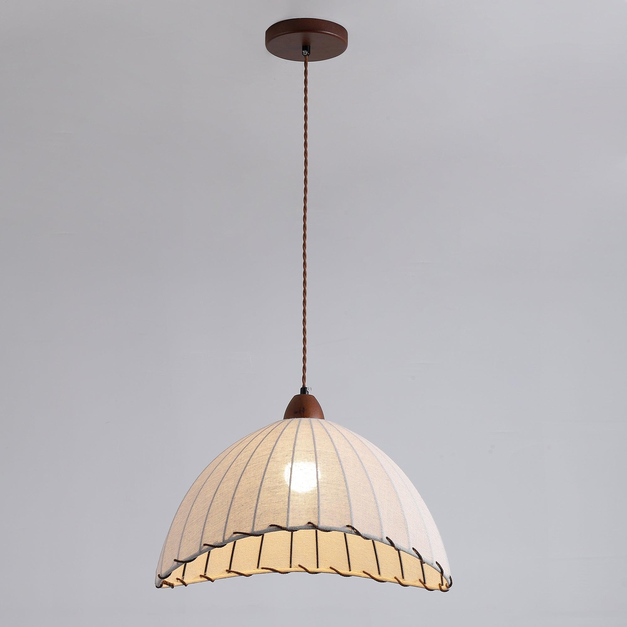 TimberLume Wood Pendant Light With Soft Fabric Shade | Lersk