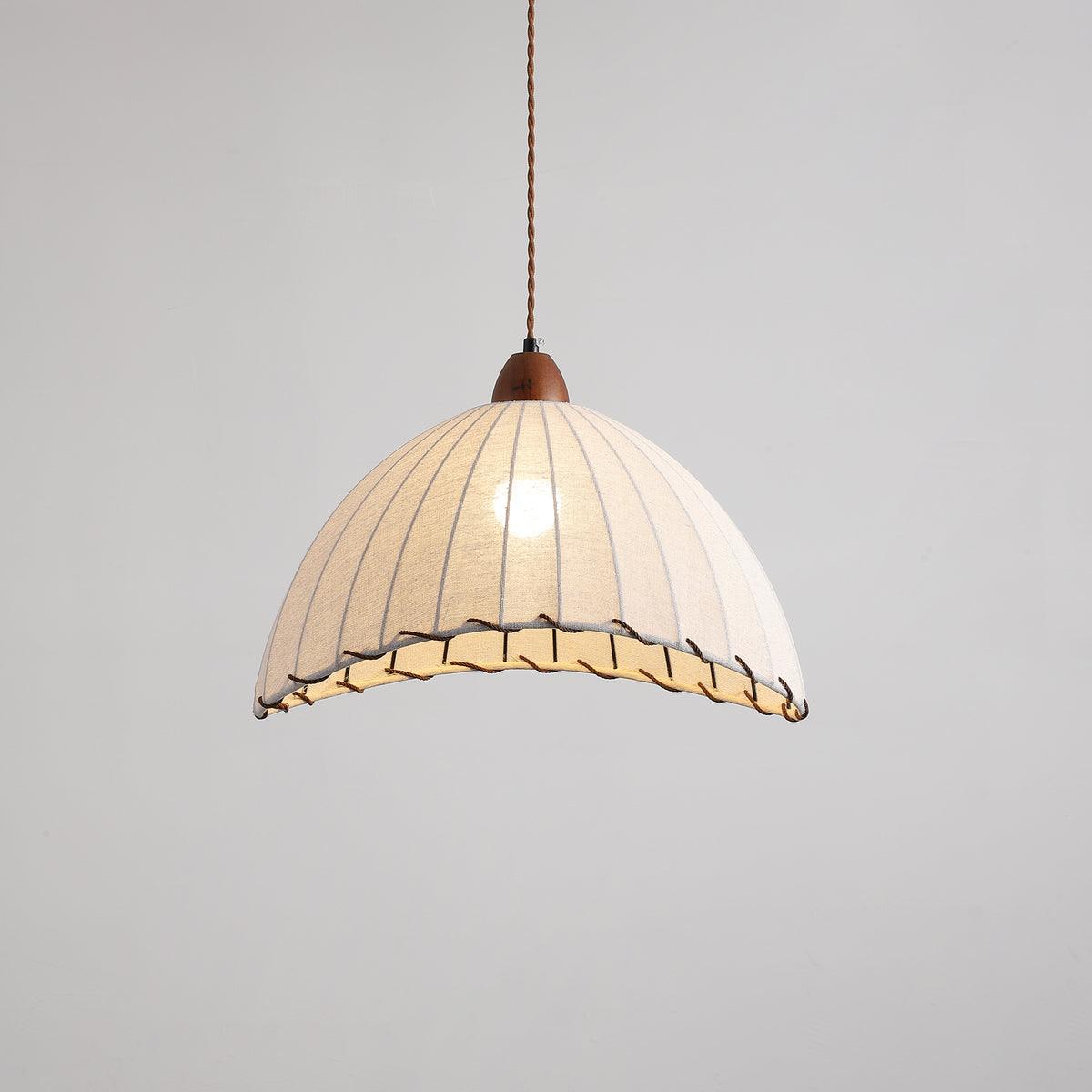 TimberLume Wood Pendant Light With Soft Fabric Shade | Lersk