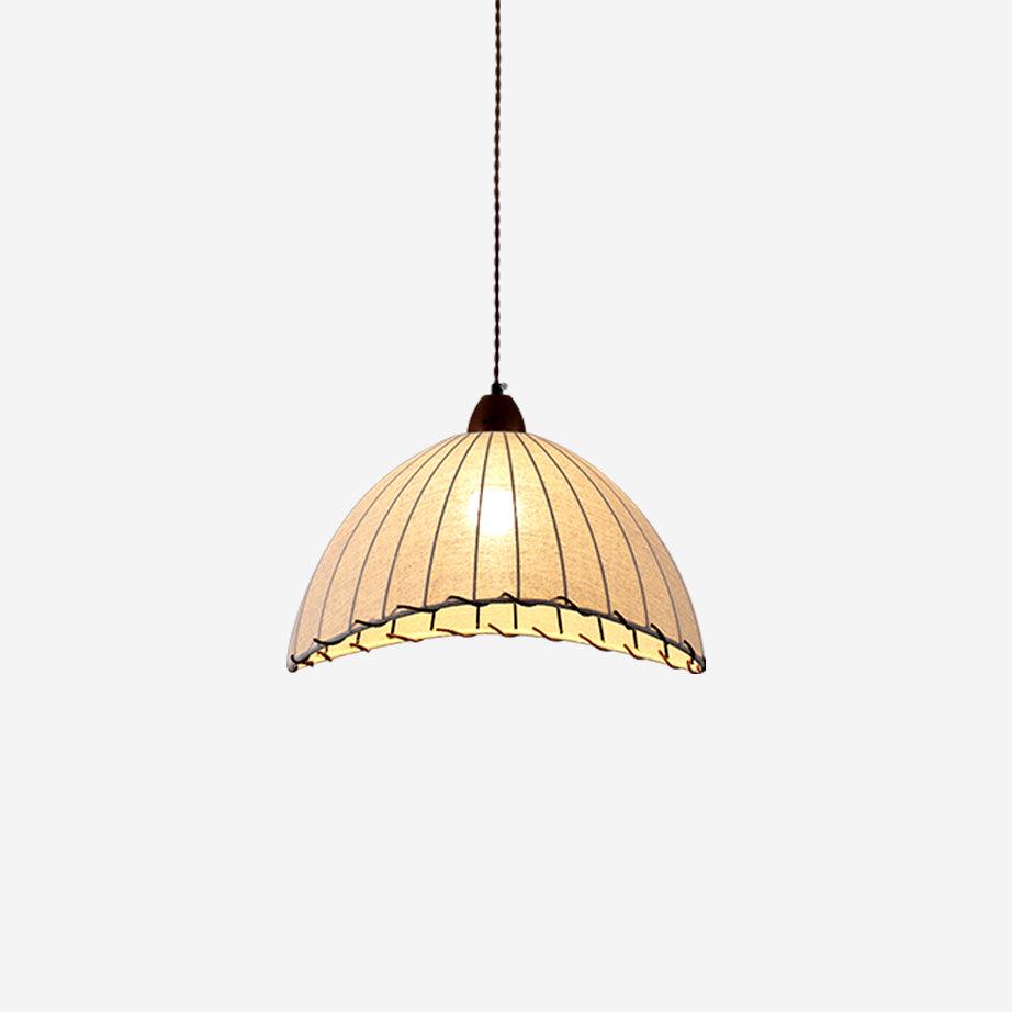 TimberLume Wood Pendant Light With Soft Fabric Shade | Lersk