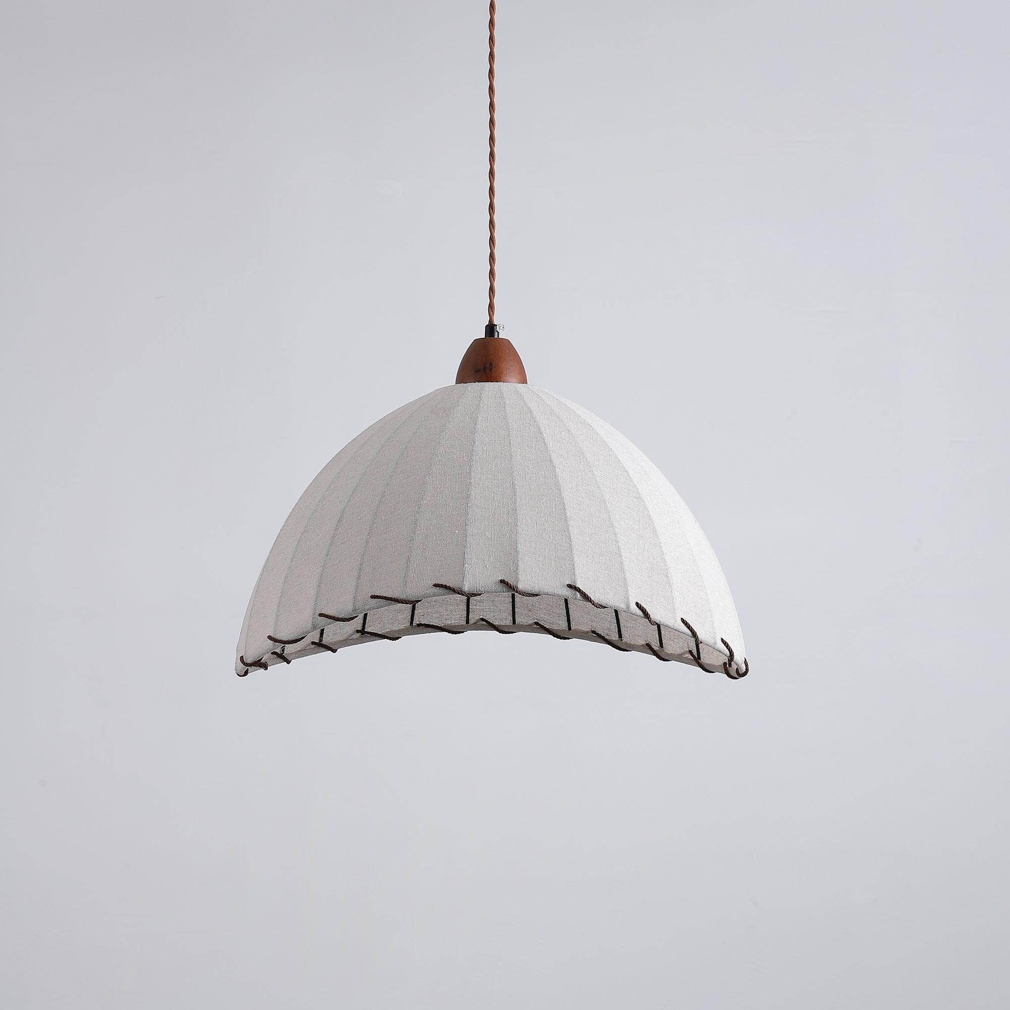 TimberLume Wood Pendant Light With Soft Fabric Shade | Lersk