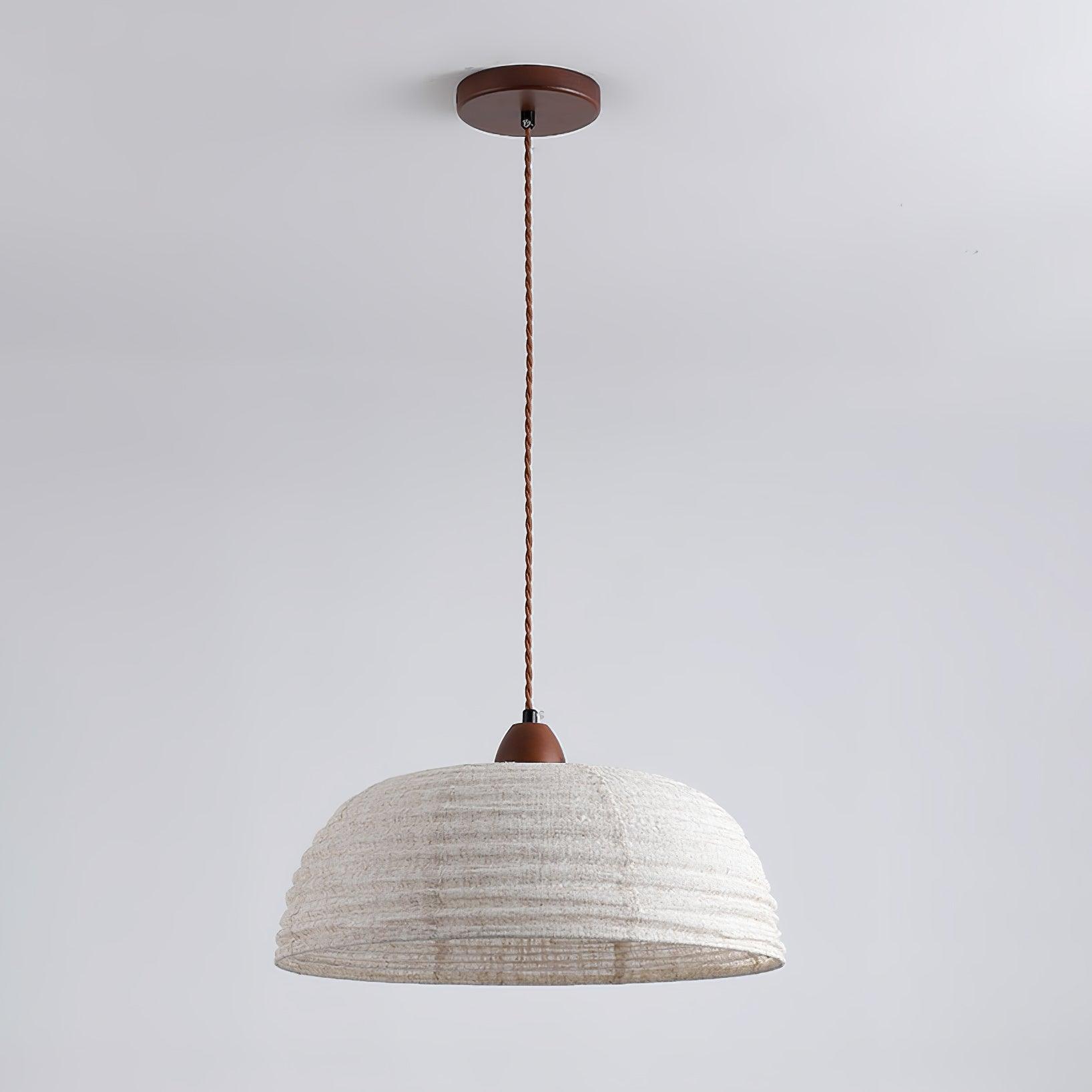 TimberLume Wood Pendant Light With Soft Fabric Shade | Lersk