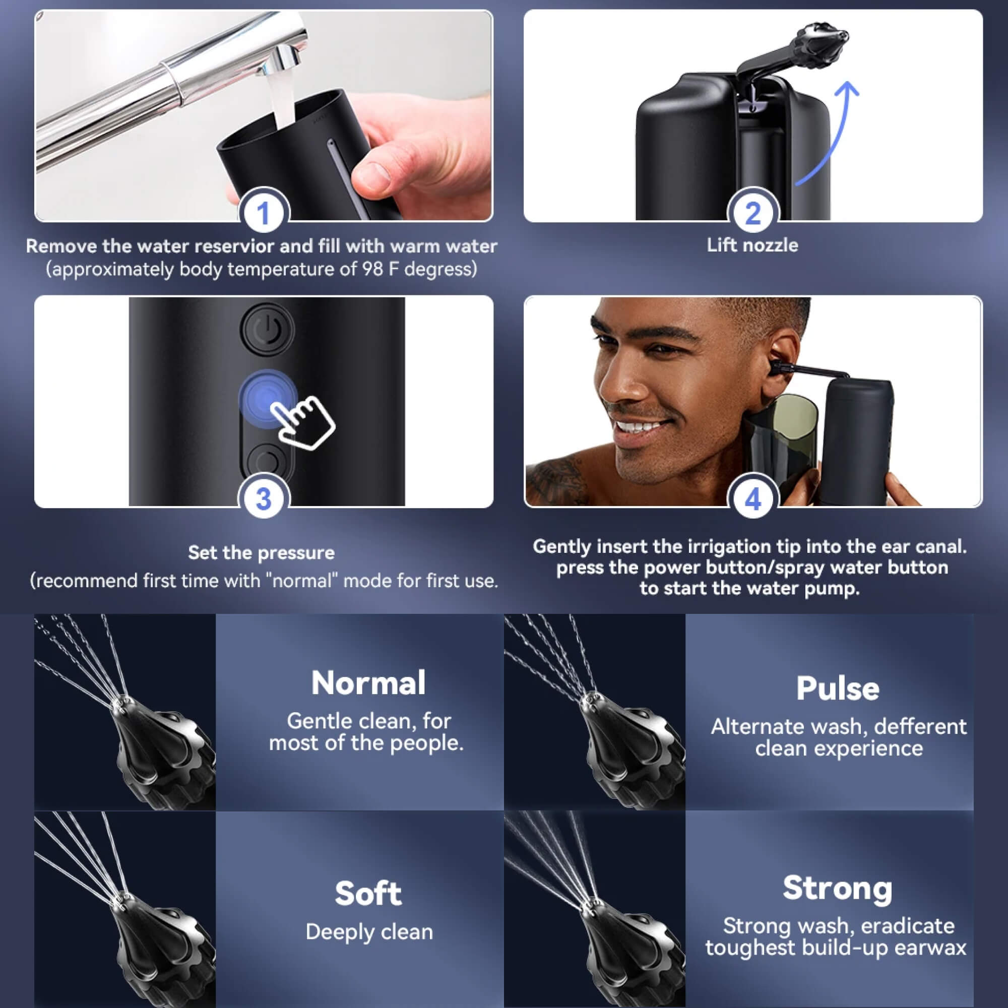 QuellWave Ear Rinse Pro With Triple Jet Water Massage | Lersk