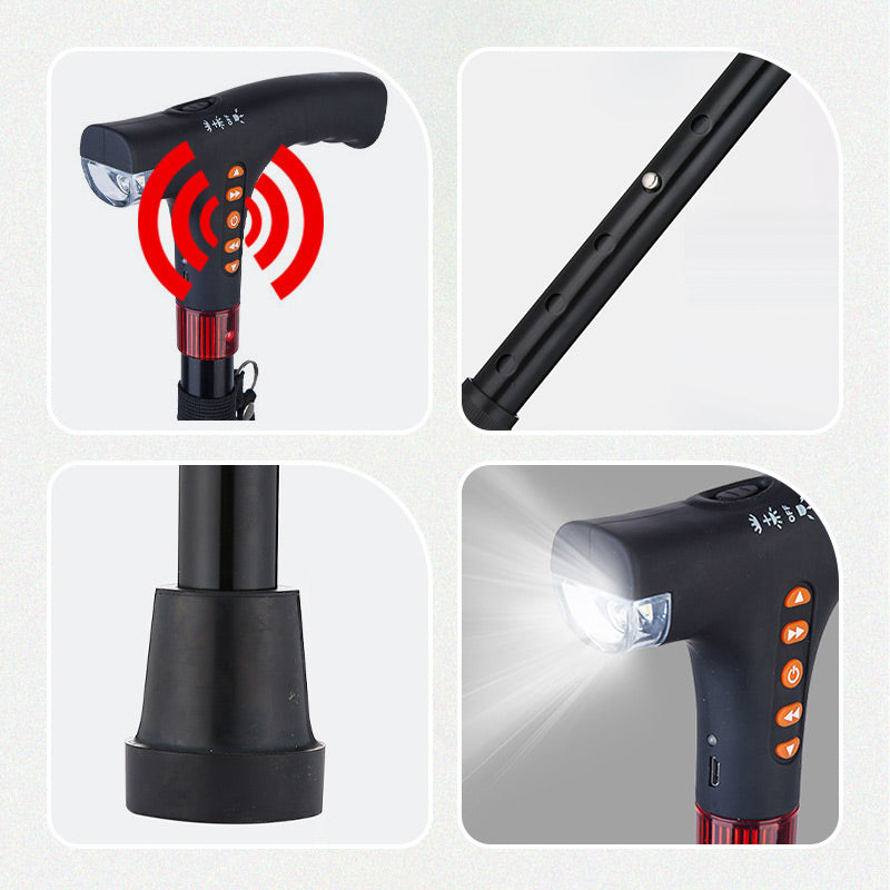 Smart Walking Stick With LED Light And Radio Emergency Alarm And Adjustable Height | Lersk