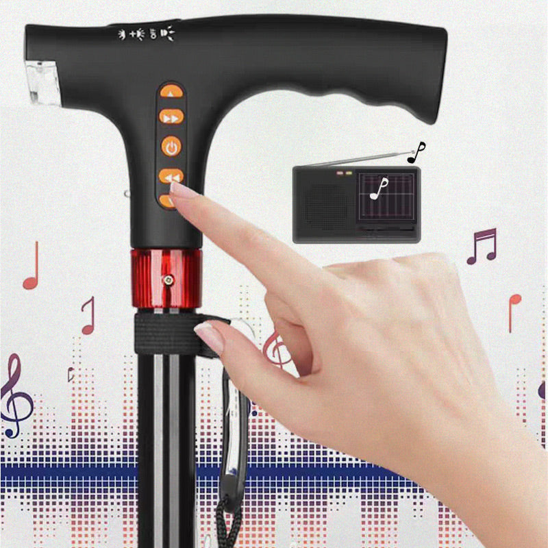 Smart Walking Stick With LED Light And Radio Emergency Alarm And Adjustable Height | Lersk