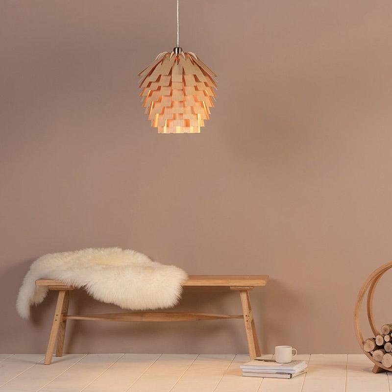 SylvaArtichoke Wood Pendant Lamp Rustic Hanging Light | Lersk