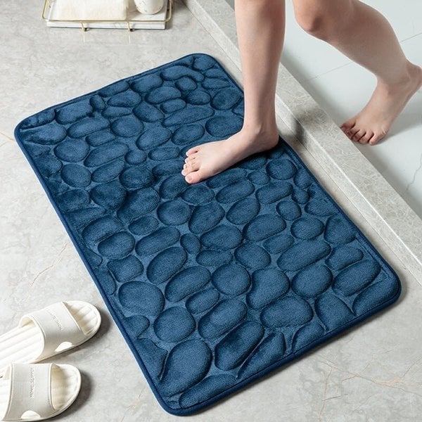Cobblestone Embossed Bath Mat For Family Safe Absorbent Comfort | Lersk