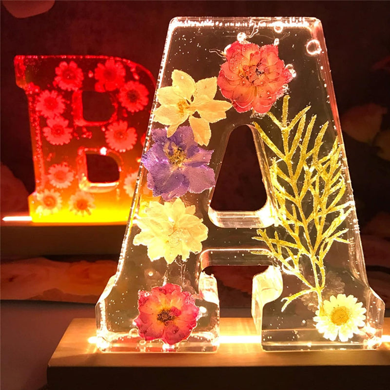 Dried Flower Letters Night Light Elegant Alphabet Lamp For Home Decor And Gift Idea | Lersk