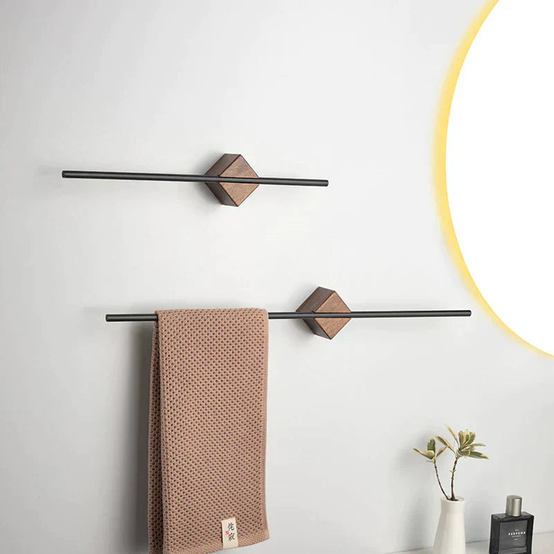 Elmora Woodgrain Bath Towel Holder In Stainless Steel | Lersk