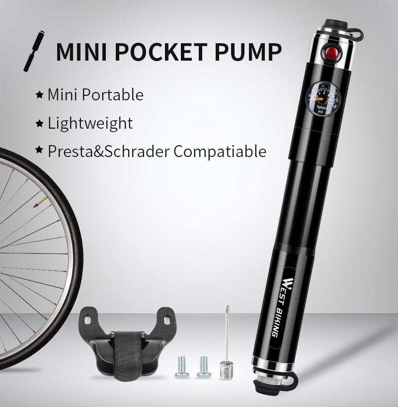 VeloMate Mini Hand Bike Pump, Aluminum, Hidden Hose, Mount | Lersk