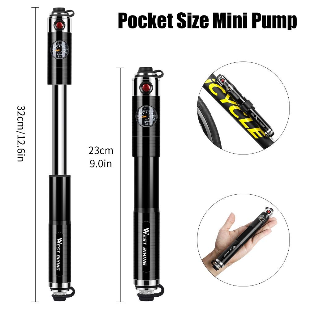 VeloMate Mini Hand Bike Pump, Aluminum, Hidden Hose, Mount | Lersk