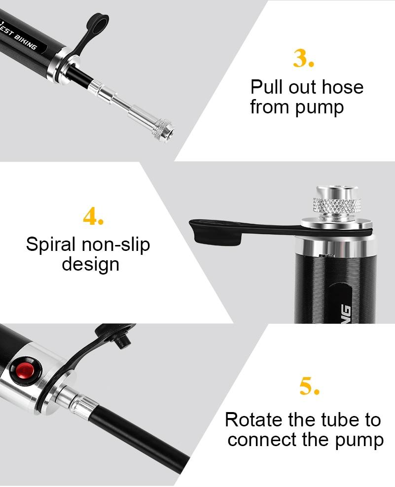 VeloMate Mini Hand Bike Pump, Aluminum, Hidden Hose, Mount | Lersk